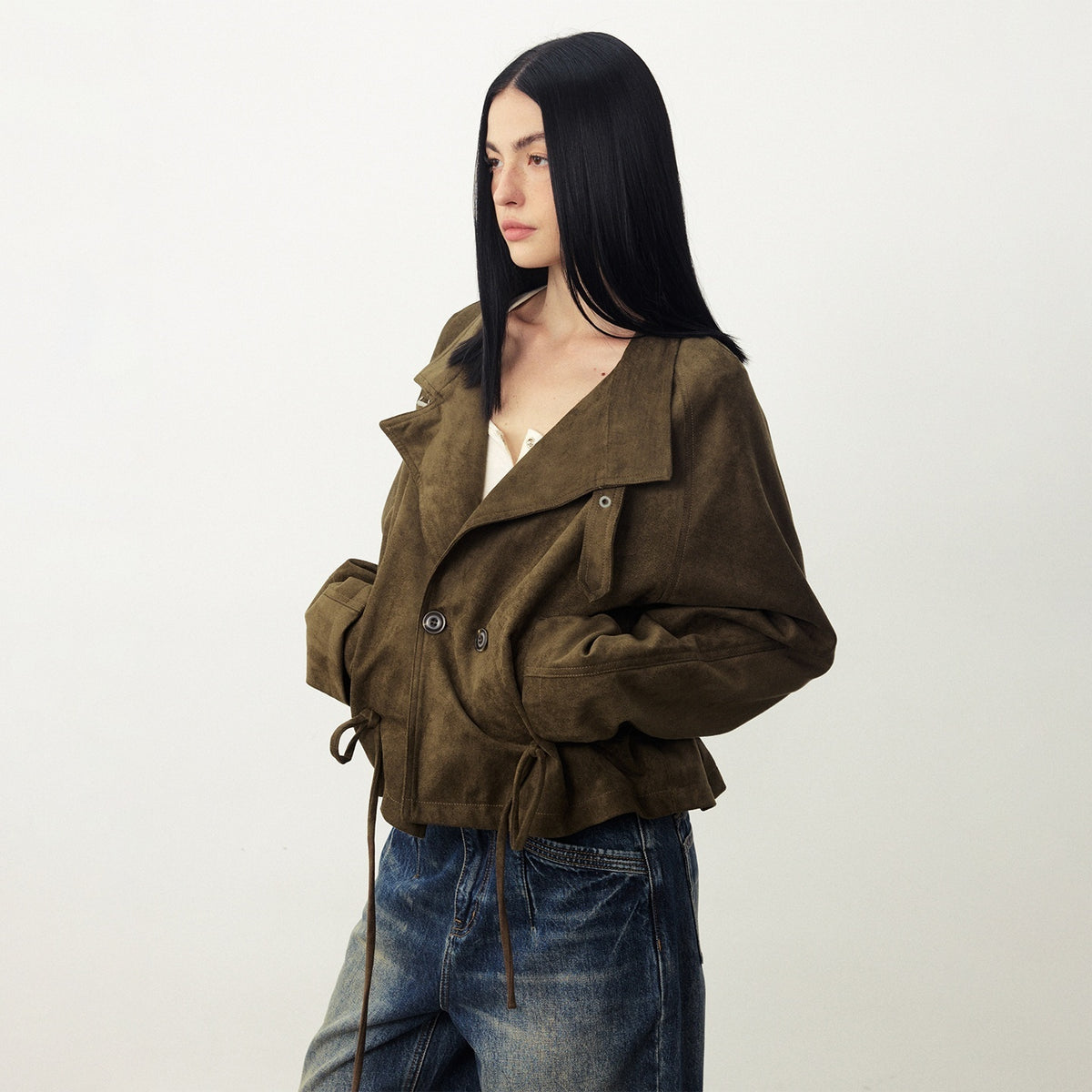 DIDDI_MODA_Drawstring_Loose_Casual_Lapel_Women&