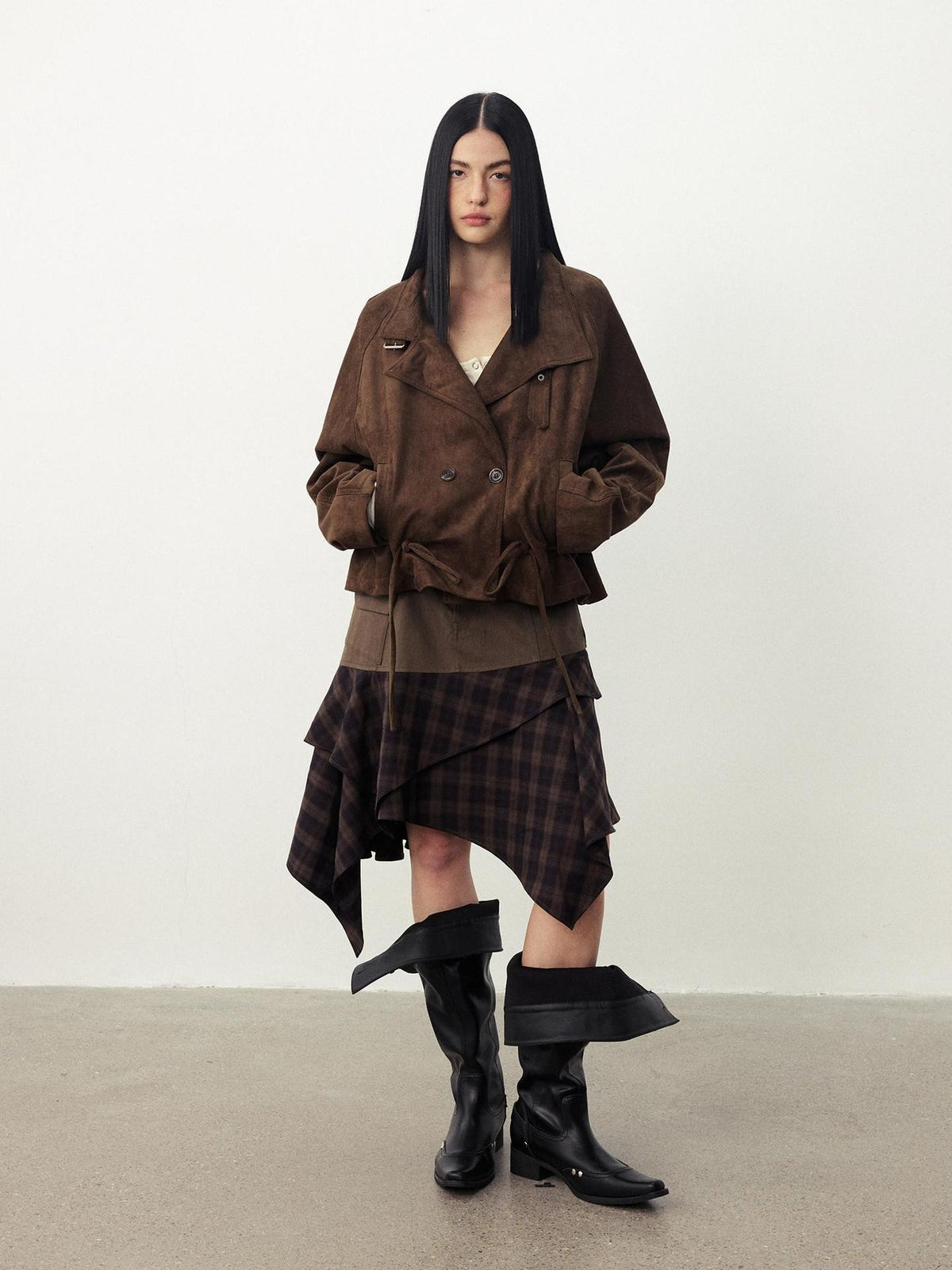 DIDDI MODA Drawstring Loose Casual Lapel Women&