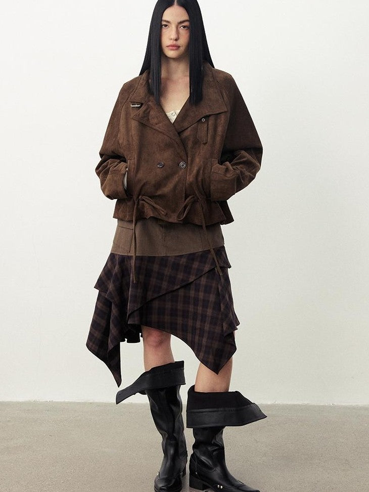DIDDI MODA Drawstring Loose Casual Lapel Women&