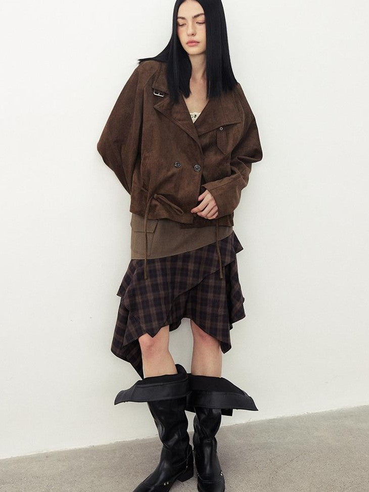 DIDDI MODA Drawstring Loose Casual Lapel Women&