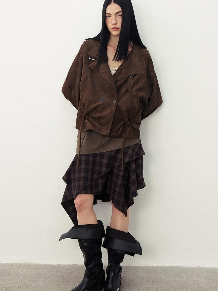 DIDDI MODA Drawstring Loose Casual Lapel Women&