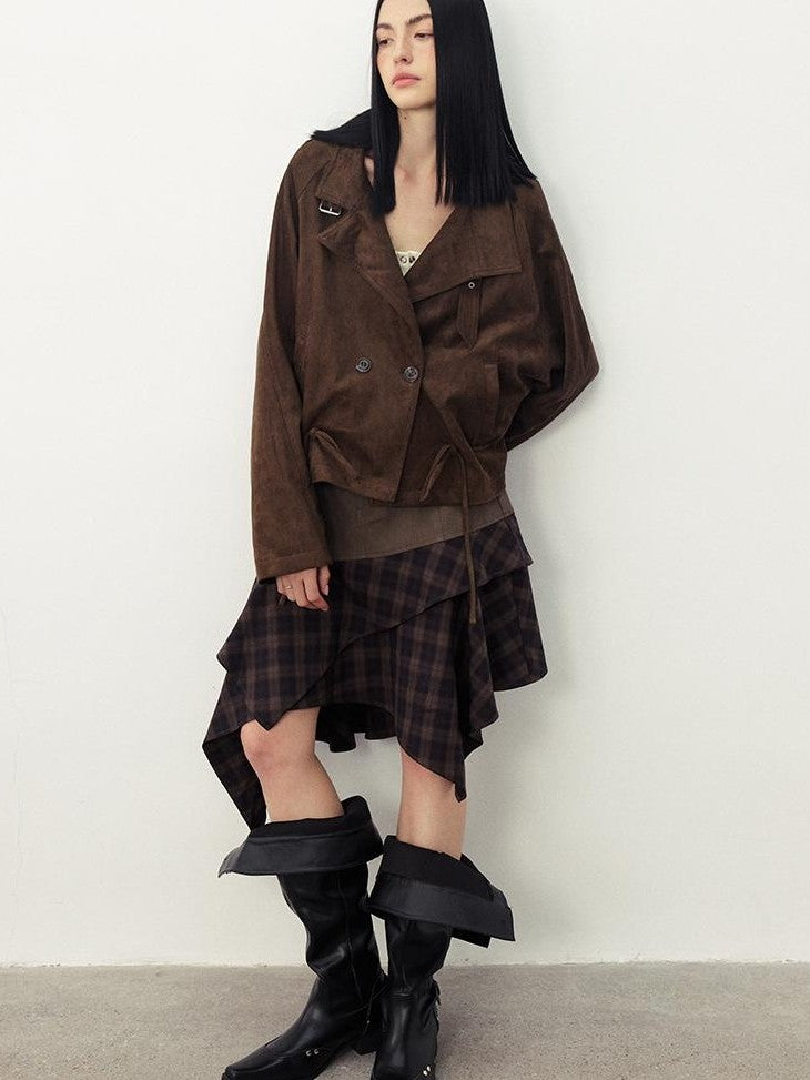 DIDDI MODA Drawstring Loose Casual Lapel Women&