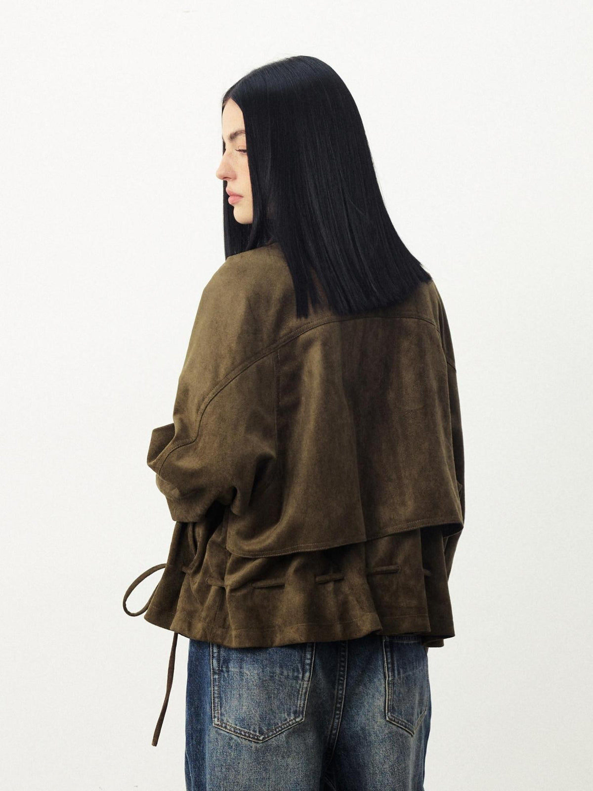 DIDDI MODA Drawstring Loose Casual Lapel Women&