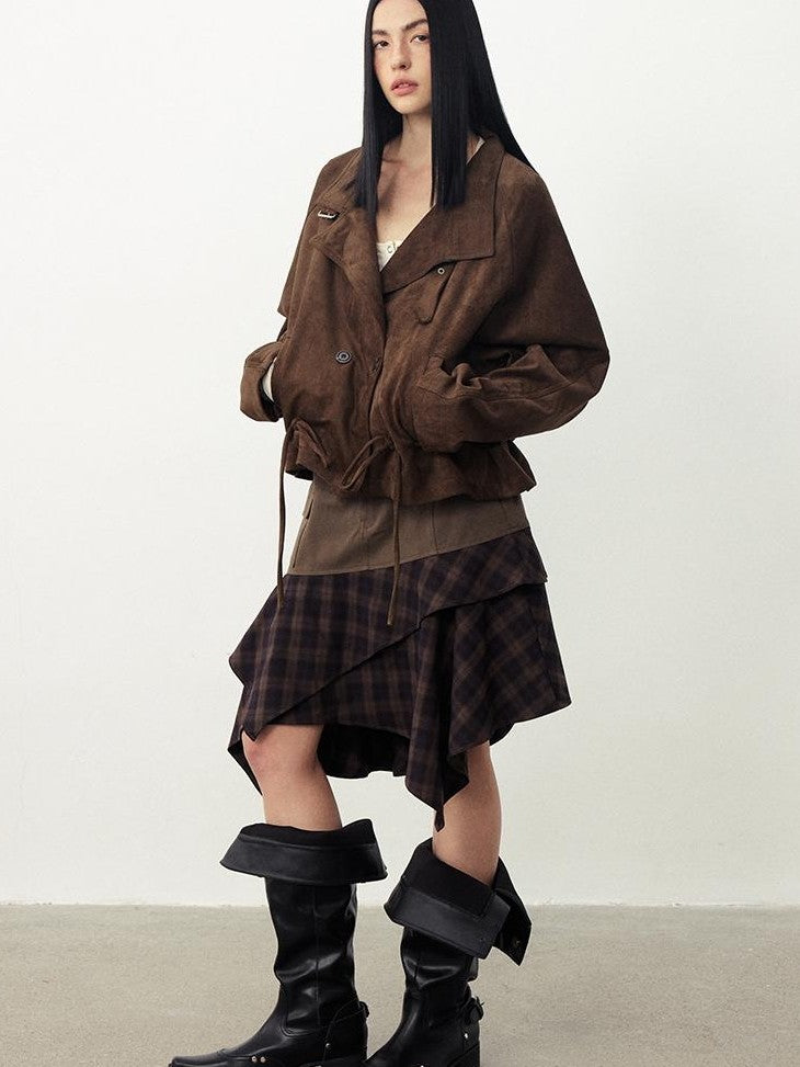 DIDDI MODA Drawstring Loose Casual Lapel Women&