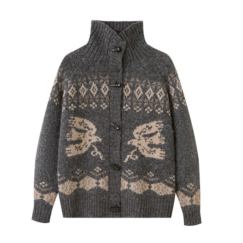 DIDDI_MODA_Fair_Isle_Bird_Toggle_Closure_Oversized_Knitted_Women&