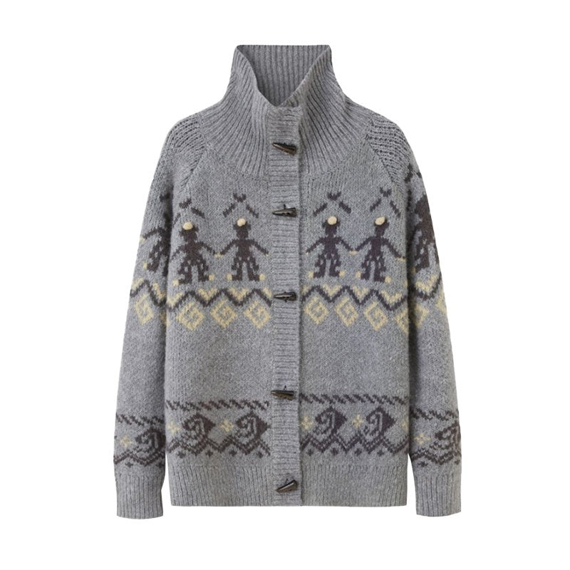 DIDDI_MODA_Fair_Isle_Dancing_Figure_Faux_Horn_Button_Women&