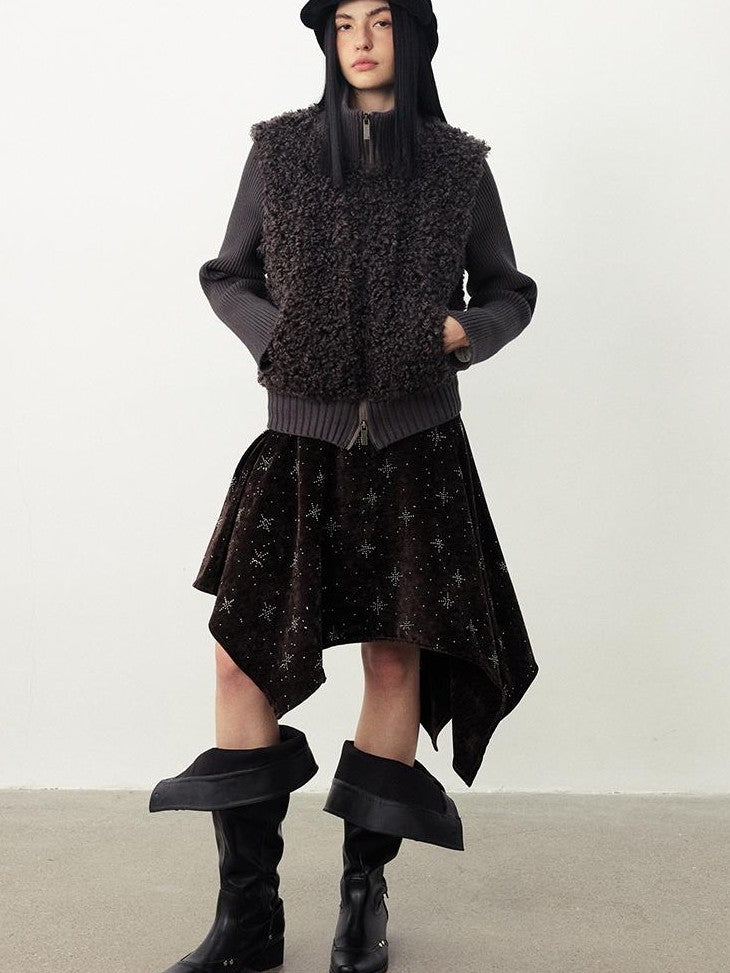 DIDDI MODA Faux Fur Trim Turtleneck Knit Women&