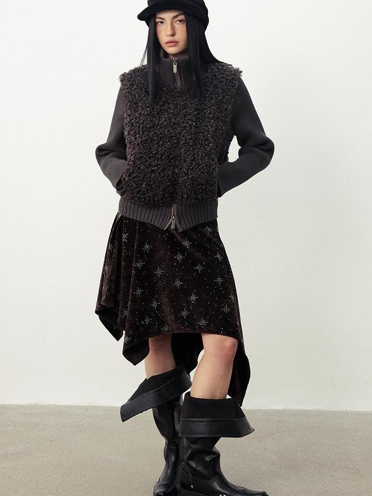 DIDDI MODA Faux Fur Trim Turtleneck Knit Women&