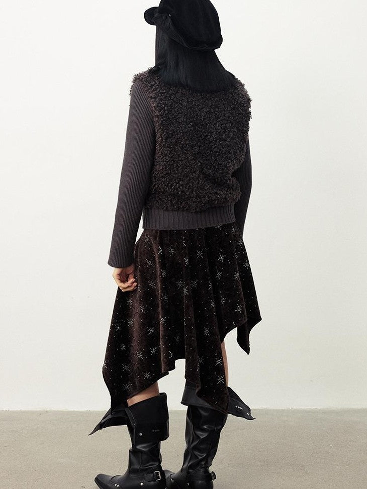 DIDDI MODA Faux Fur Trim Turtleneck Knit Women&
