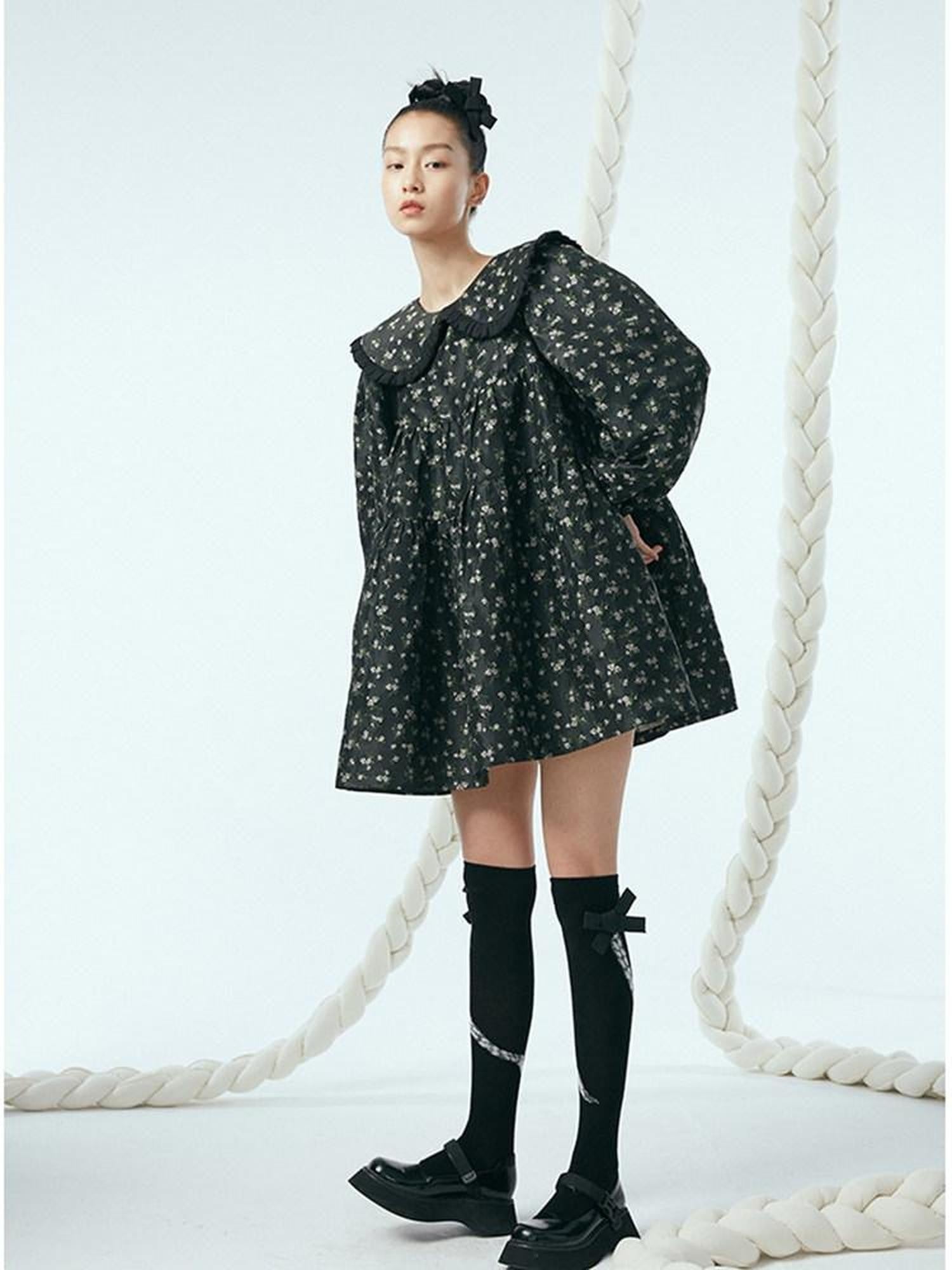 DIDDI MODA Floral Print Peter Pan Collar Women&