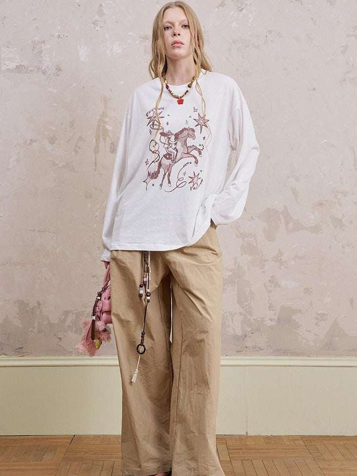 DIDDI MODA Floral Wreath Rose Denim Figure Print Women&