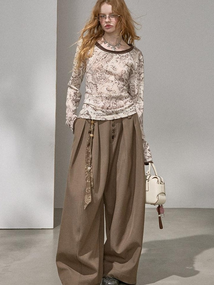 DIDDI MODA Flowy Button Pleated Cargo Women&
