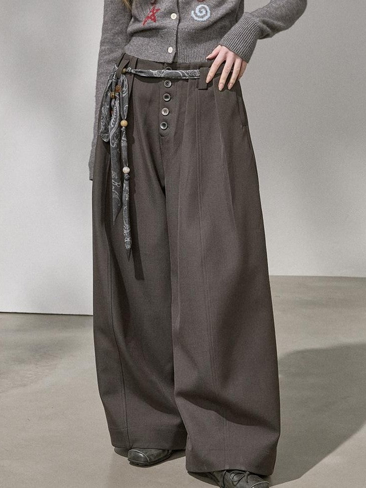 DIDDI MODA Flowy Button Pleated Cargo Women&