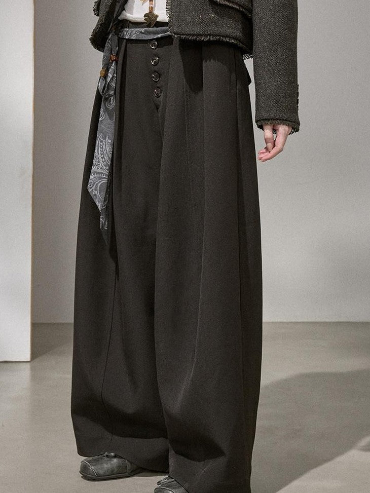 DIDDI MODA Flowy Button Pleated Cargo Women&