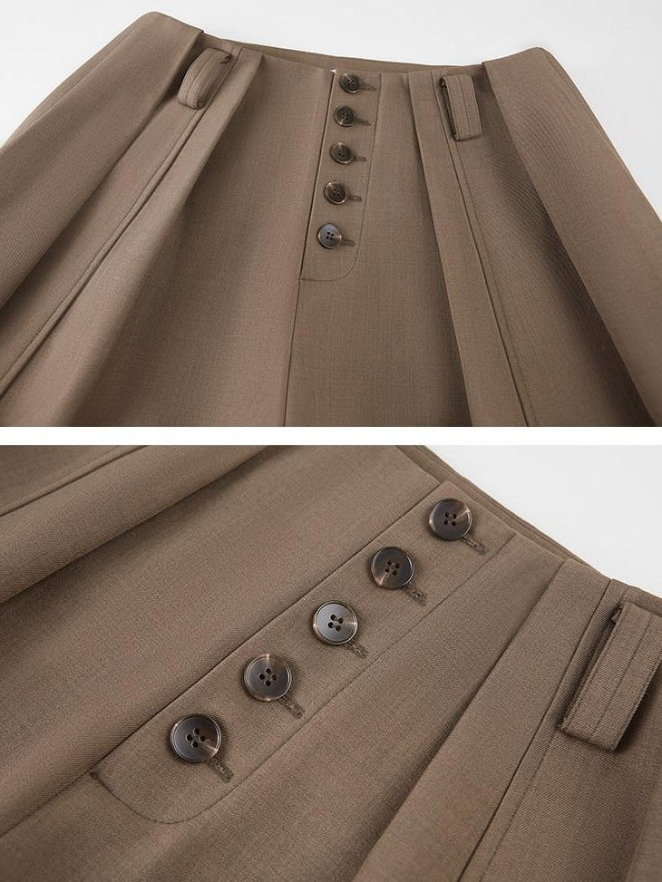 DIDDI MODA Flowy Button Pleated Cargo Women&