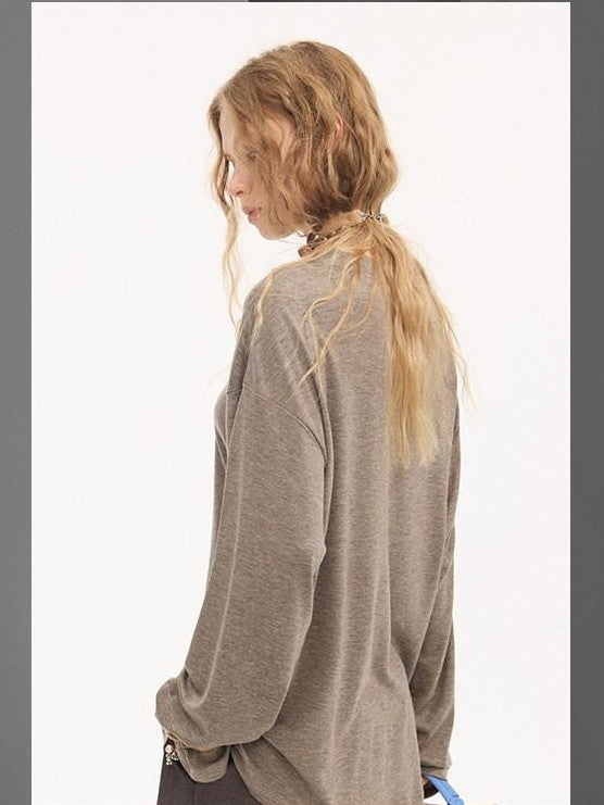 DIDDI MODA Galloping Horse Print Crewneck Long Sleeve Loose Pullover Women&