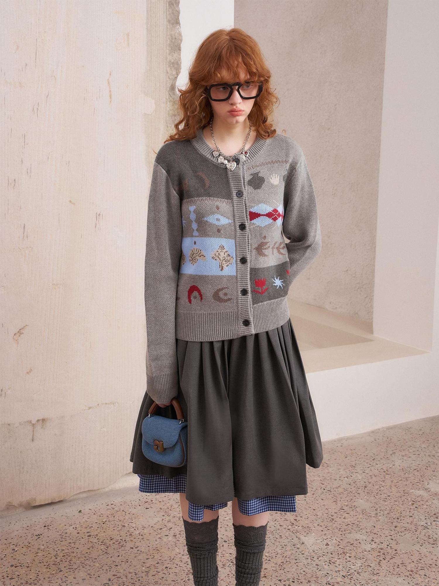 DIDDI MODA Geometric Fair Isle Embroidered Patchwork Women&