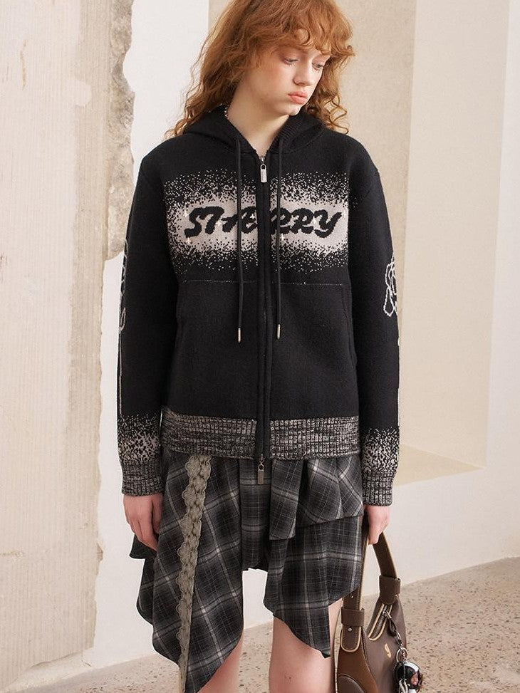 DIDDI MODA Gradient Knit Hooded Loose Women&