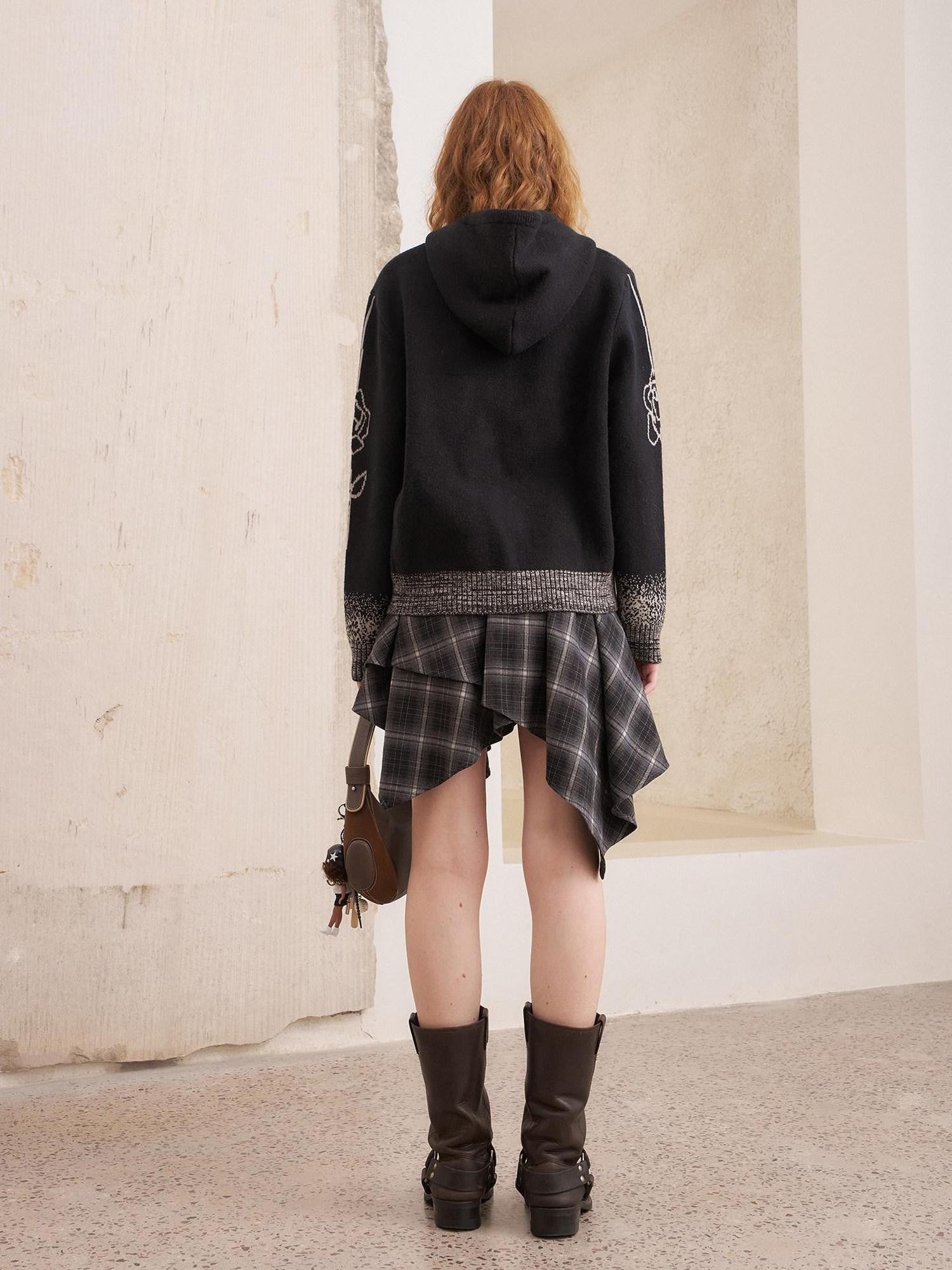 DIDDI MODA Gradient Knit Hooded Loose Women&