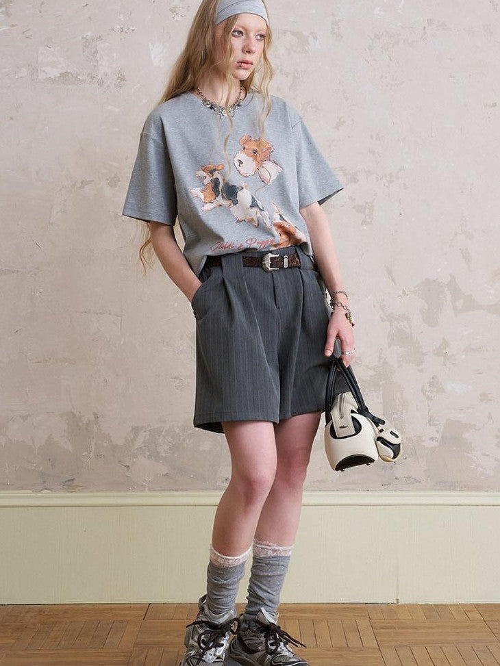 DIDDI MODA Gray And Khaki Printed Straight Leg Women&
