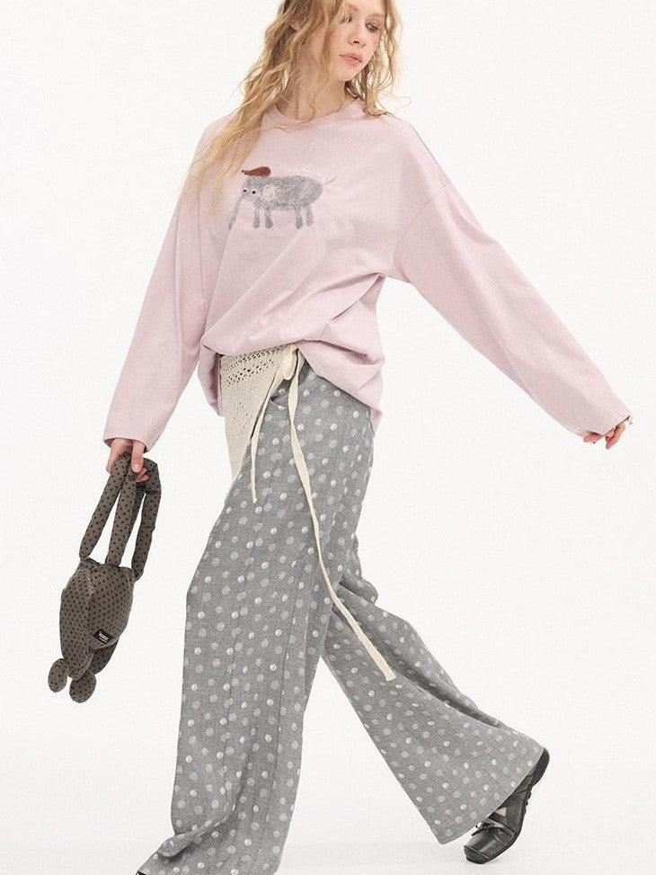 DIDDI MODA Gray Beaded Polka Dot Women&