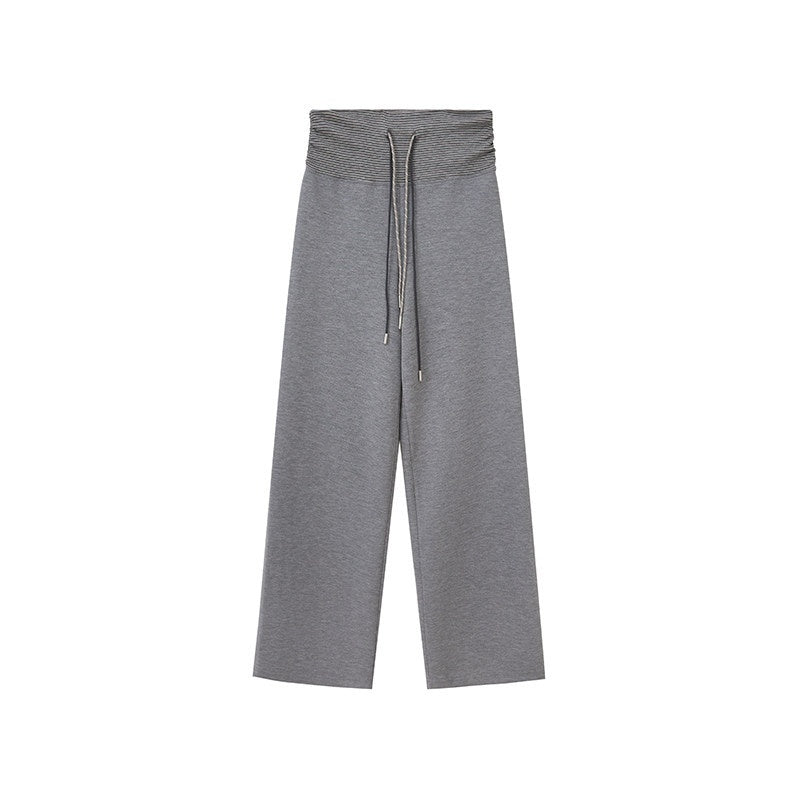 DIDDI_MODA_Heather_Gray_Folded_Waist_High_Waist_Slim_Casual_Women&