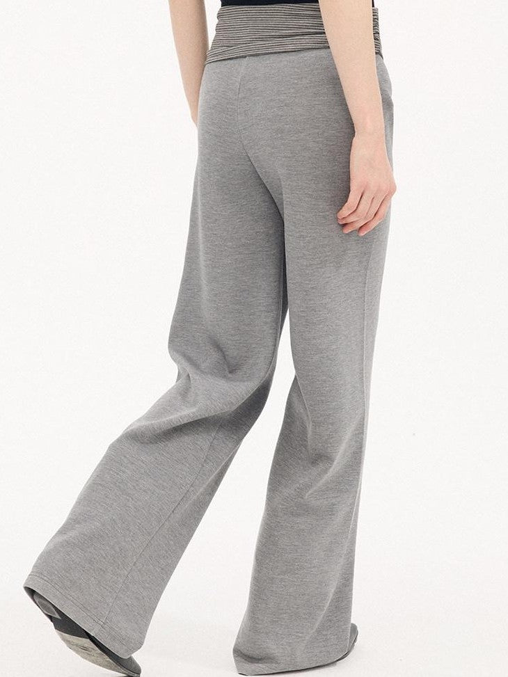 DIDDI MODA Heather Gray Folded Waist High Waist Slim Casual Women&