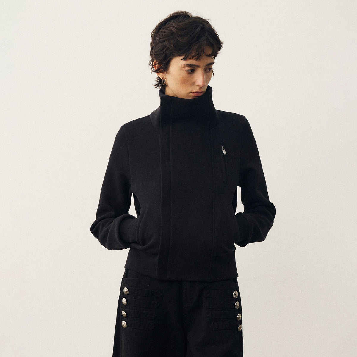 DIDDI_MODA_High_Neck_Zip_Structured_Slim_Fit_Long_Sleeve_Women&