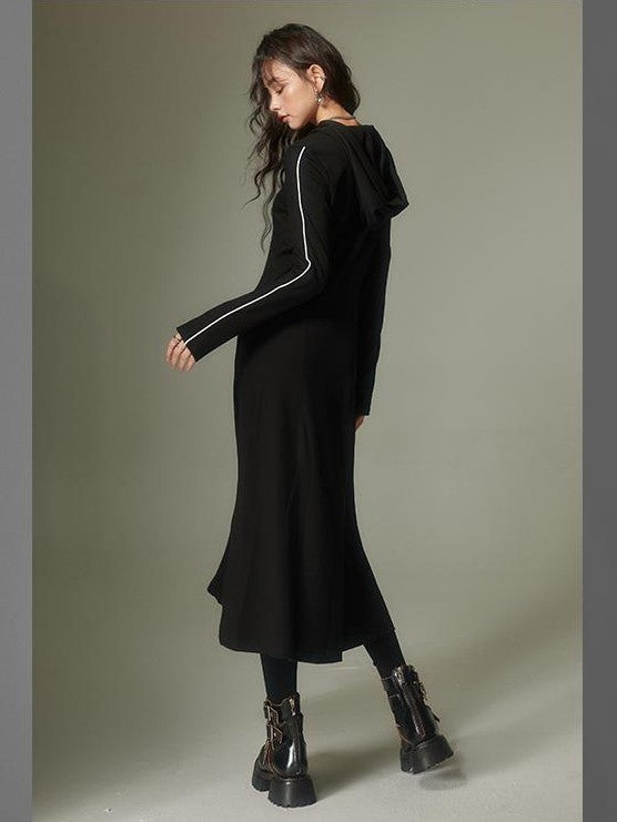 DIDDI MODA Hooded Tie Waist A Line Sweatshirt Women&