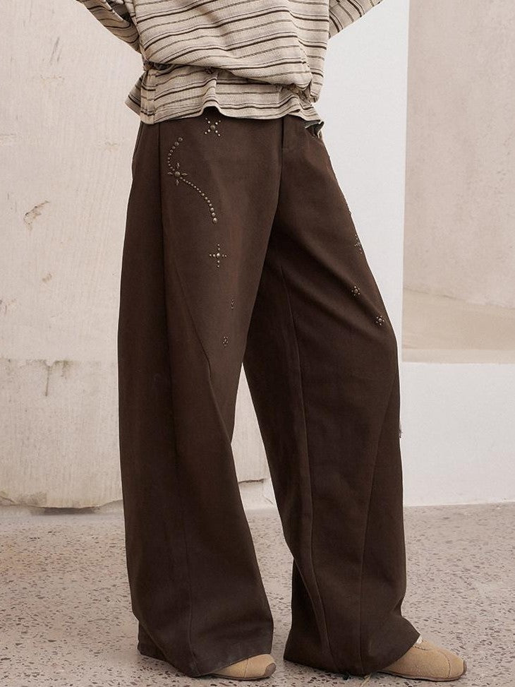 DIDDI MODA Hooded Zipper White Duck Down Wide Leg Women&