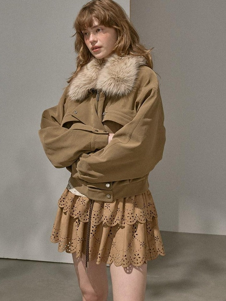 DIDDI MODA Khaki Double Breasted Notched Lapel Button Women&