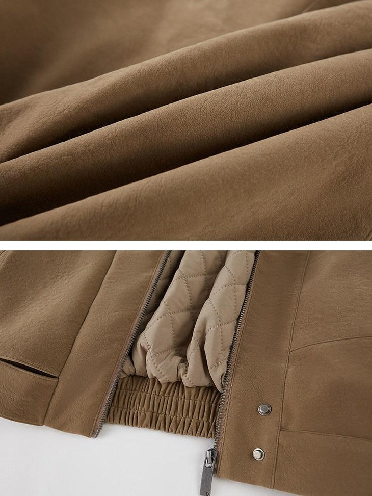 DIDDI MODA Khaki Fur Collar Pocket Cargo Women&