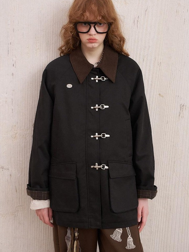 DIDDI MODA Khaki Hooded Workwear Striped Women&