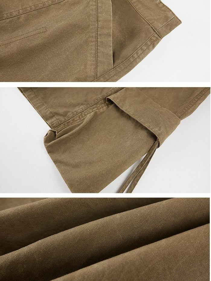DIDDI MODA Khaki Washed Large Multi Pocket Cargo Women&