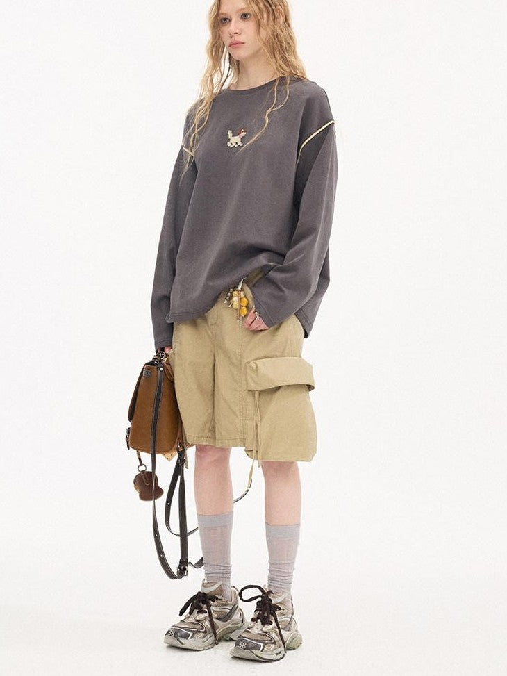 DIDDI MODA Khaki Washed Large Multi Pocket Cargo Women&