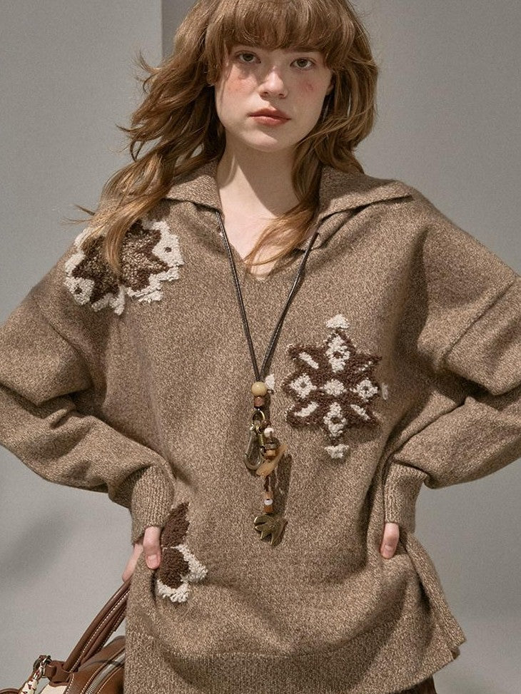 DIDDI MODA Knitted Cardigan Sweater Plaid Loose Fit Women&