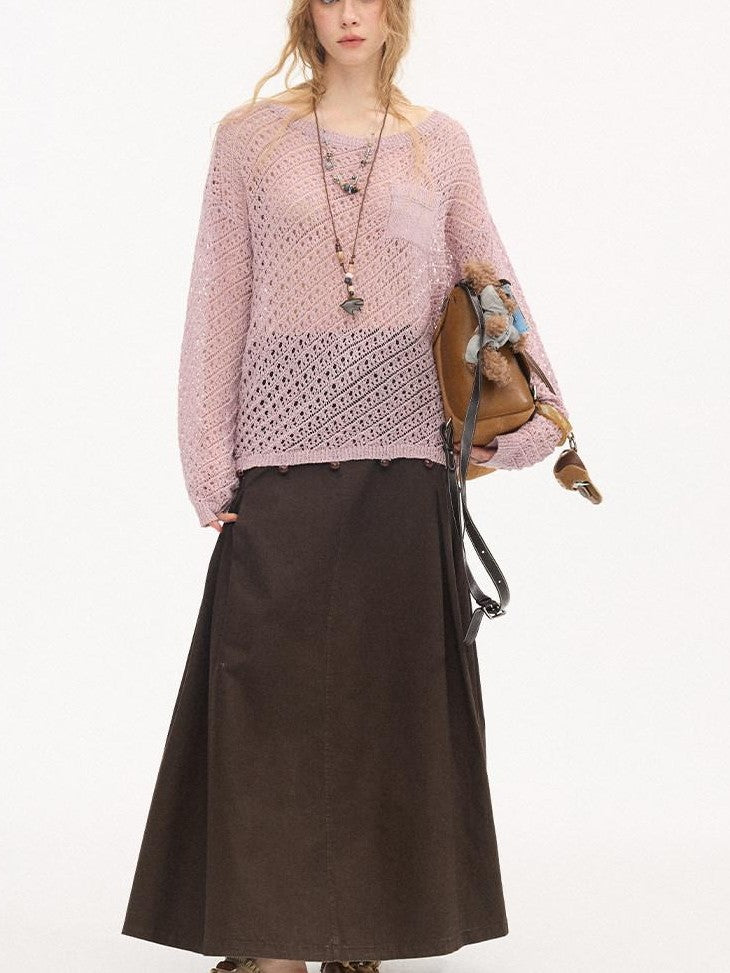 DIDDI MODA Lavender Diagonal Cutout Beaded Breathable Women&