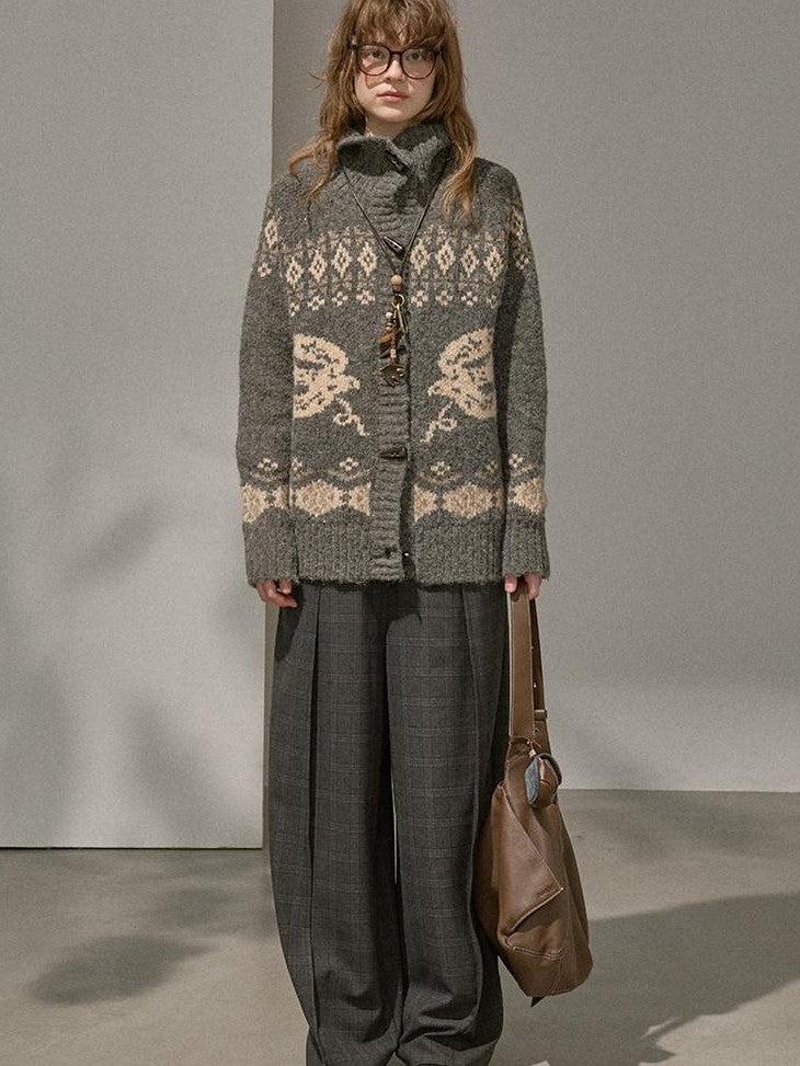 DIDDI MODA Lettered Loose Pullover And Cardigan Women&