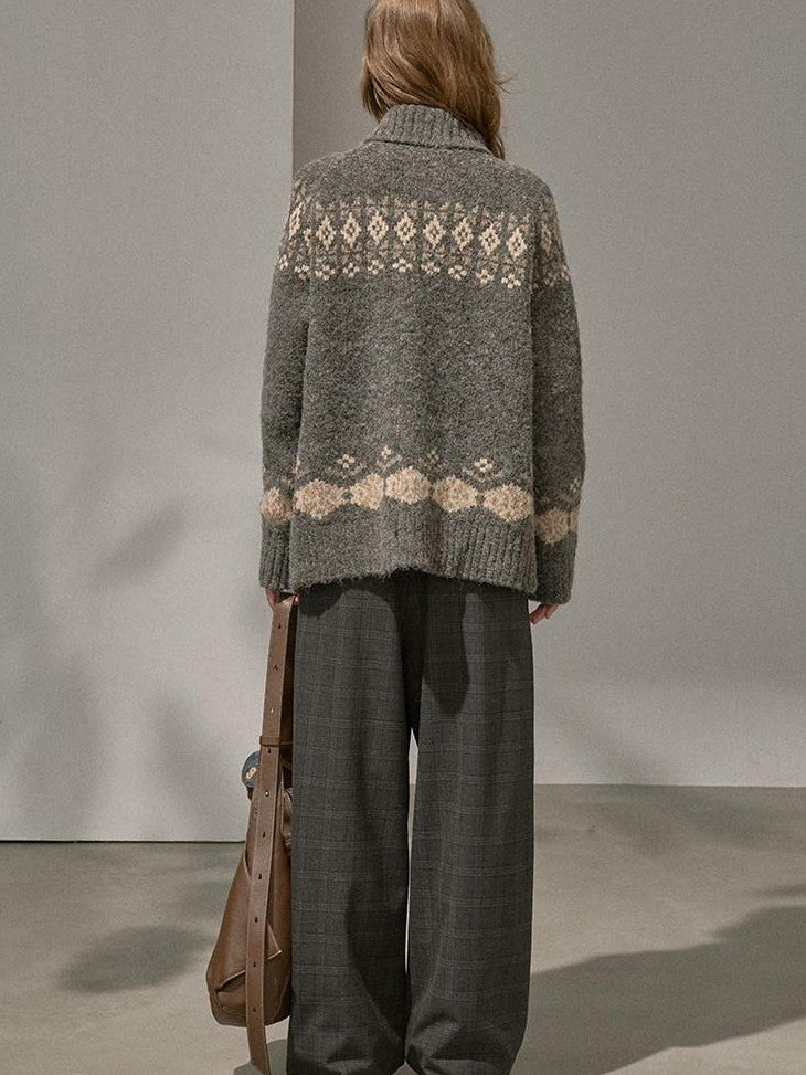 DIDDI MODA Lettered Loose Pullover And Cardigan Women&