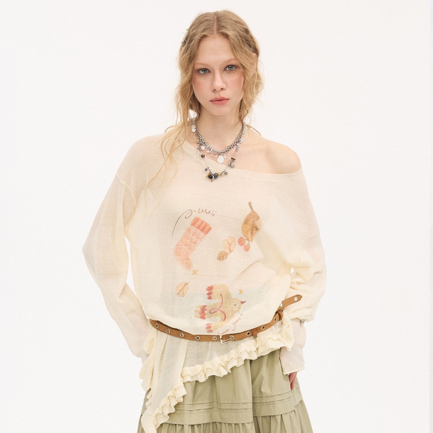 DIDDI_MODA_Lettuce_Edge_Asymmetrical_Hem_Printed_Collegiate_Women&