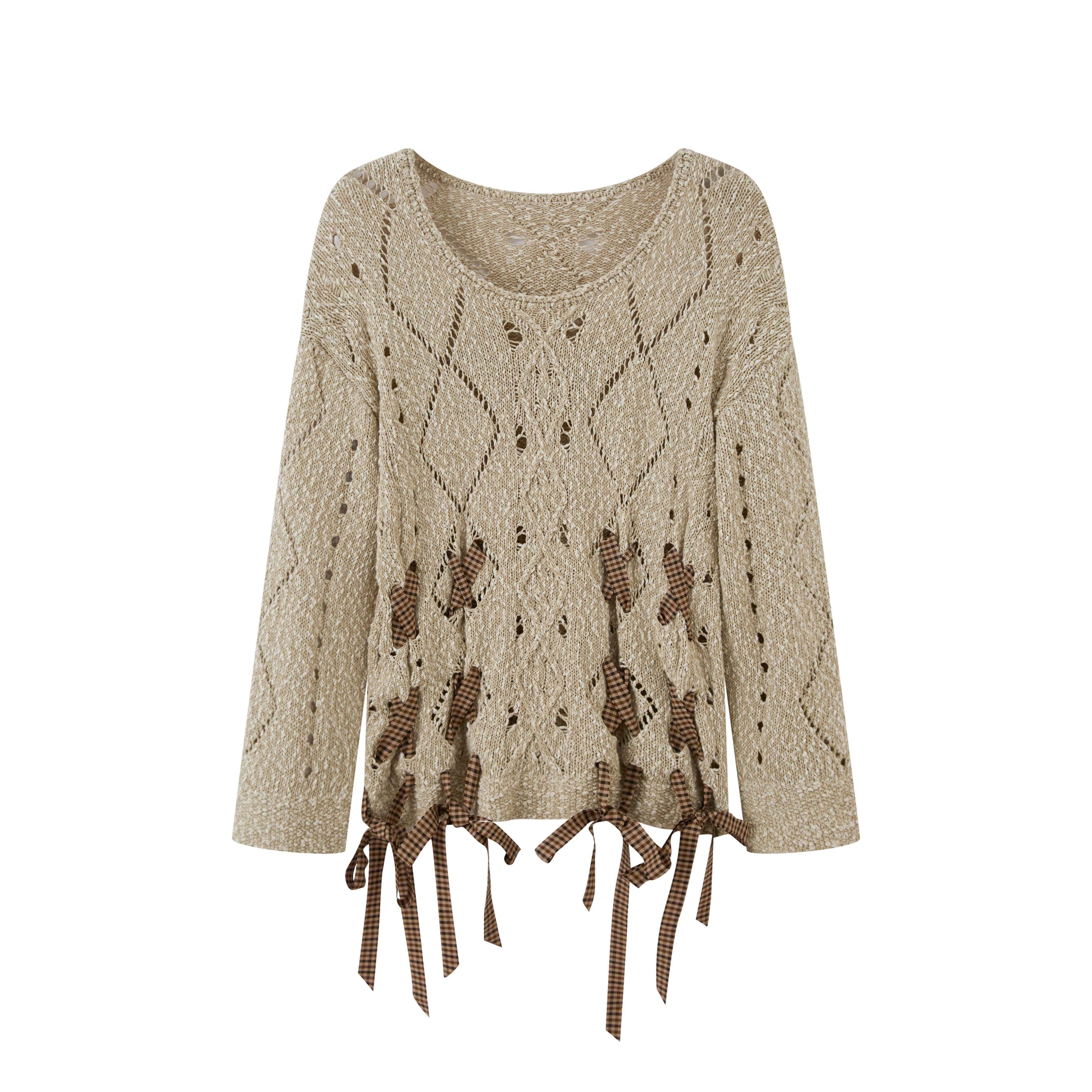 DIDDI_MODA_Mid_Length_Diamond_Openwork_Tie_Detail_Women&