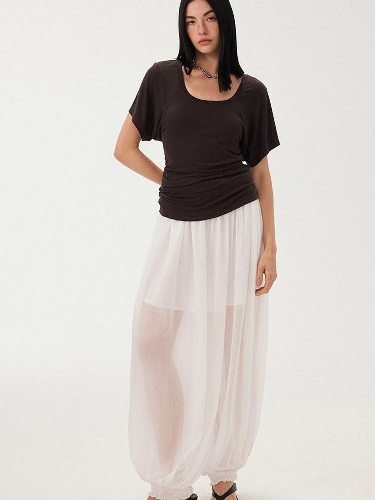 DIDDI MODA Mist Blue Drapey Slouchy Elastic Waist Tapered Women&