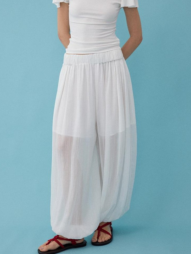 DIDDI MODA Mist Blue Drapey Slouchy Elastic Waist Tapered Women&