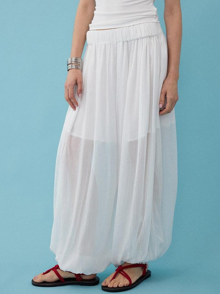 DIDDI MODA Mist Blue Drapey Slouchy Elastic Waist Tapered Women&