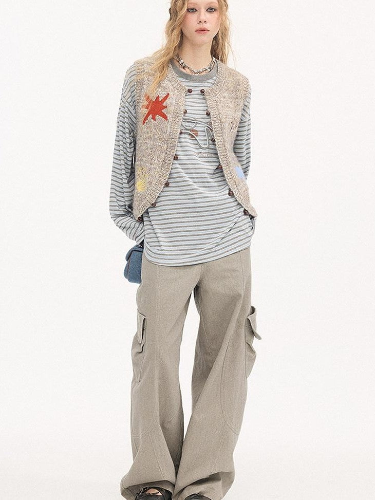 DIDDI MODA Multicolor Beaded Embroidered Lettered Single Button Women&
