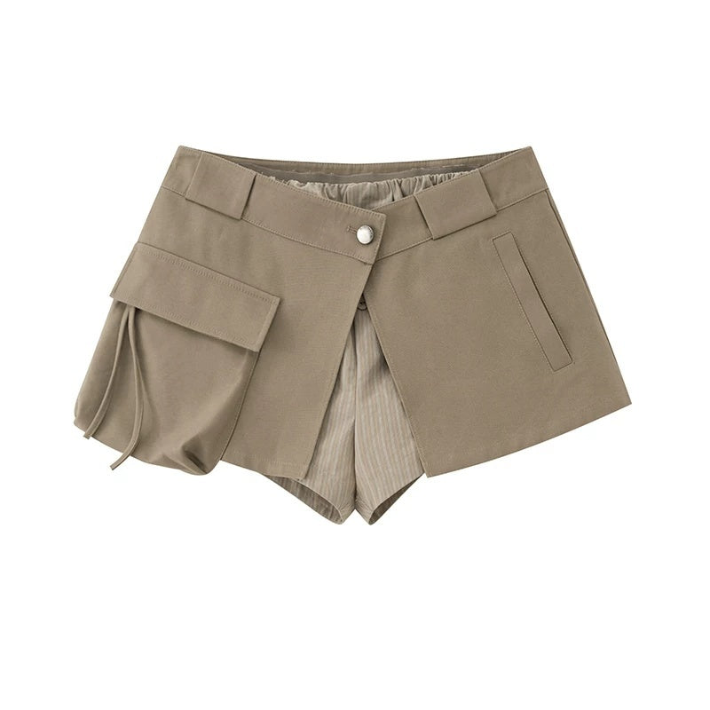 DIDDI_MODA_Olive_Green_Khaki_Washed_Patchwork_Cargo_A_Line_Two_Piece_Women&