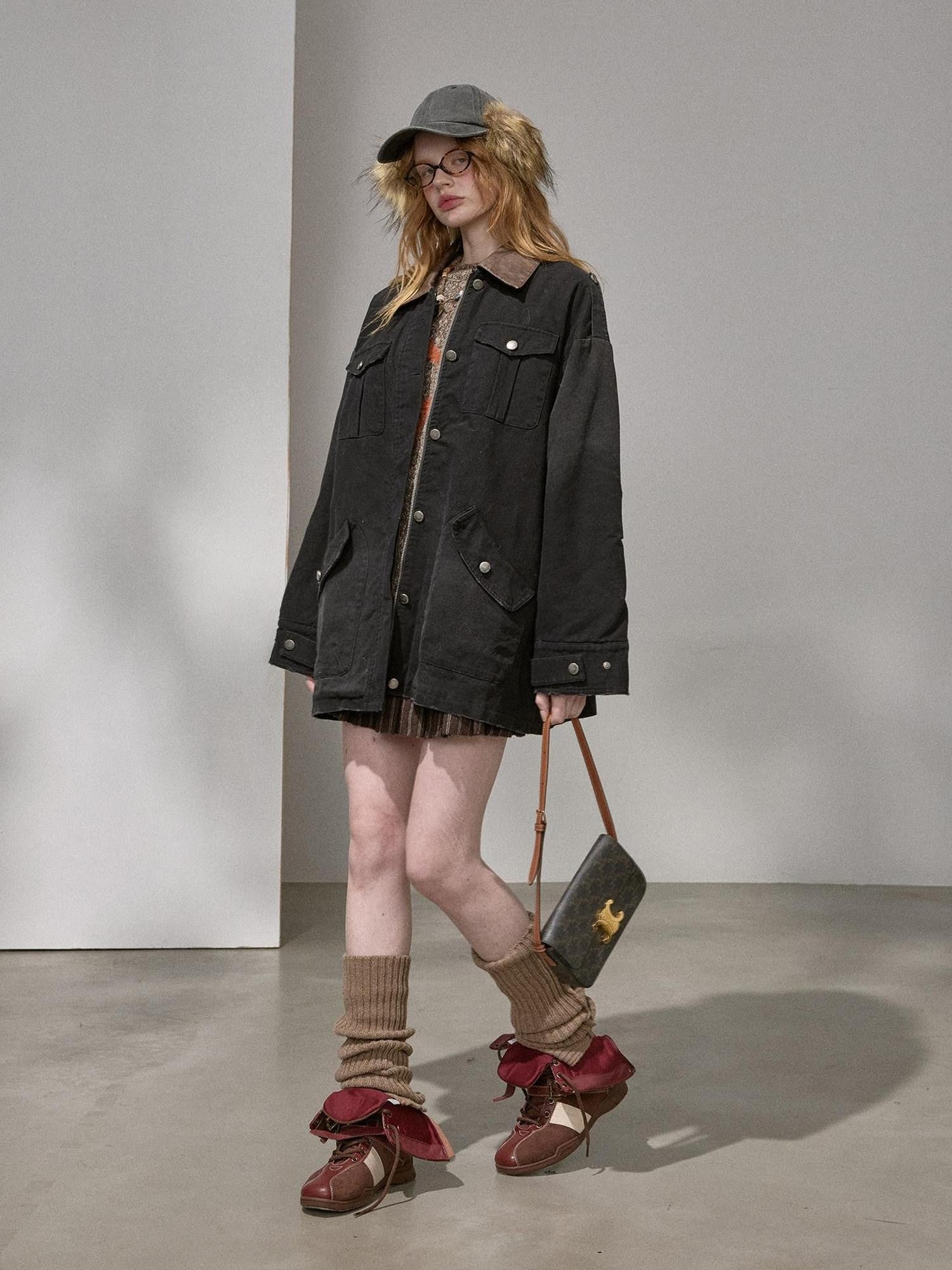DIDDI MODA Oversized Distressed Washed Lapel Women&