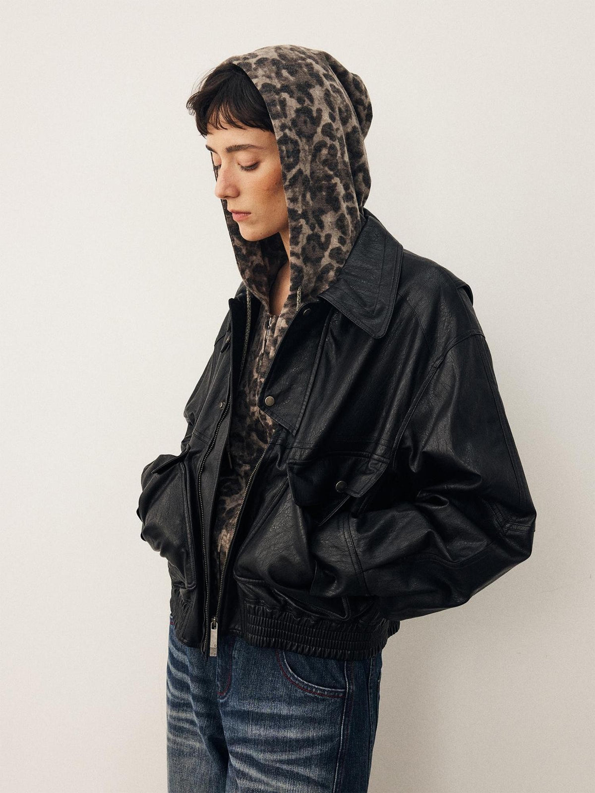 DIDDI MODA Oversized Waxed Utility Moto Women&