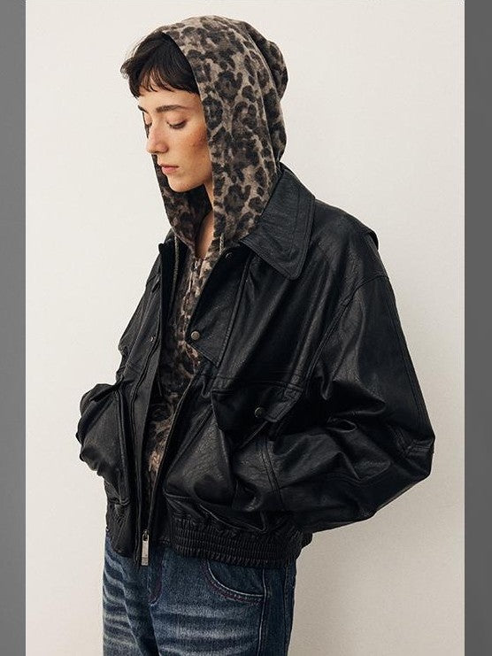 DIDDI MODA Oversized Waxed Utility Moto Women&