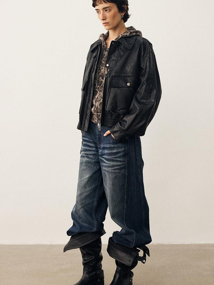 DIDDI MODA Oversized Waxed Utility Moto Women&